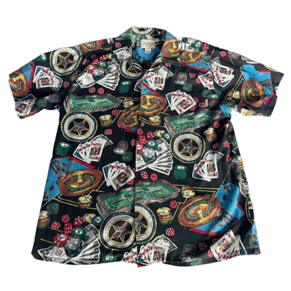 Vintage Bullhead Island Series Men's Sz XL Casino Vegas Poker Camp Shirt - Picture 13 of 15
